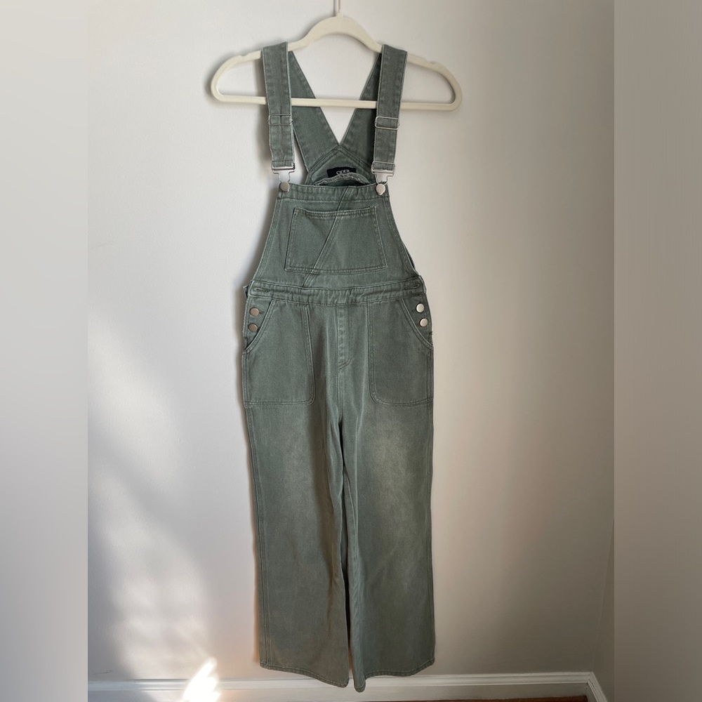 Cider Wide Leg Overalls in Sage Green Distressed Women’s Size Small Boho Western